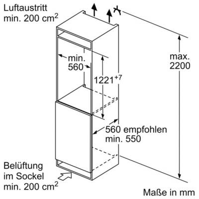 Bosch KIL42VFE0 Einbau-Kühlschrank mit Gefrierfach 122.5 x 56 cm Flachscharnier Weiss